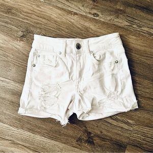 BOGO | American Eagle Hi-Rise Shortie Distressed White - 00